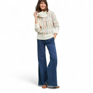 Anthropologie Chunky Cream Chalet Sweater L NWT